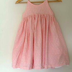 Shabby Chic Girls SZ 8 Pink Eyelet Sundress White Trim Ruffled Lining Lined